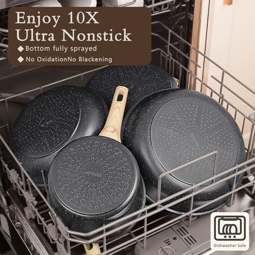 Ceramic Pots and Pans Set Non Stick (Dark Gray / 17 Pieces)