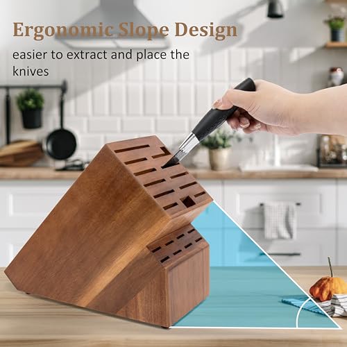 Knife Block for Kitchen Countertop (Brown-20 Slot)