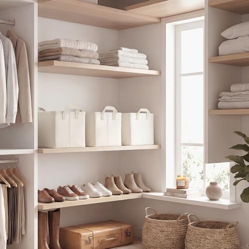 Fabric Storage Bins (Beige(Cottlyn Fabric) / 16 ½" L x 12" W x 10 ¼" H)