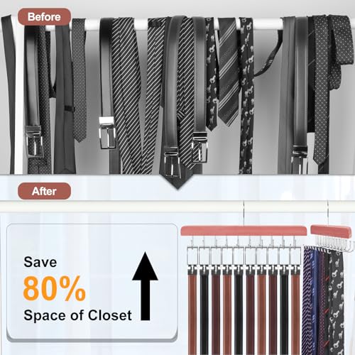 Cedar 2 in 1 Belt Tie Hanger for Closet Max 30 Belts with 30 Ties Capacity (Cedar)