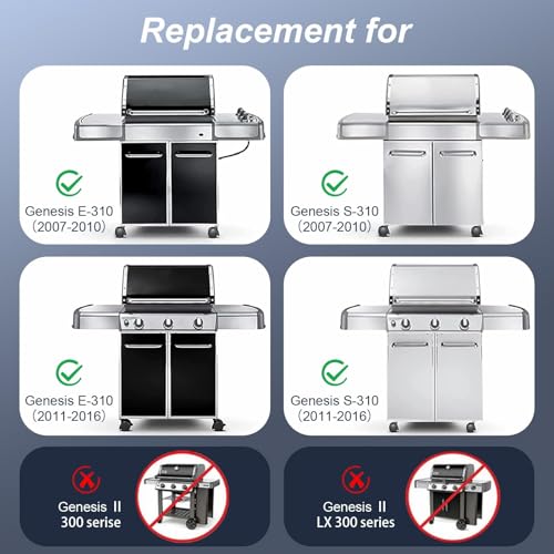 19.5" Grill Parts for Weber Genesis Grill Grates for Weber Genesis 300 Series Genesis E310 E320 E330 S310 S320 S330 EP310 Cast Iron Cooking Grates Replacement for Weber Parts 7524 7528 (19.5" x 25.8" - 7524 Genesis 300)