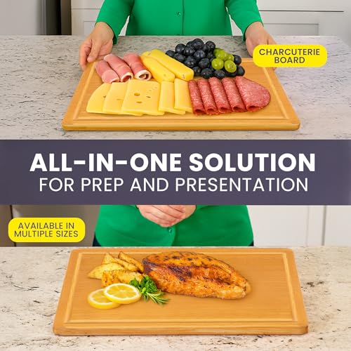 Extra Large Bamboo Cutting Board Featuring 18 Inch Wood Cutting Boards for Kitchen with Glue (Glue-Free Surface - Rectangular)