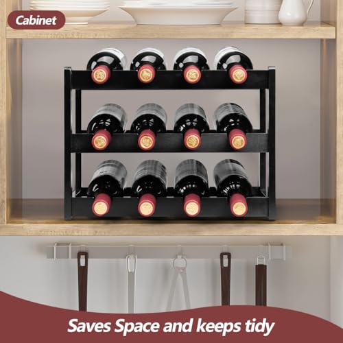 Bamboo Wine Rack (3 Tier Black)