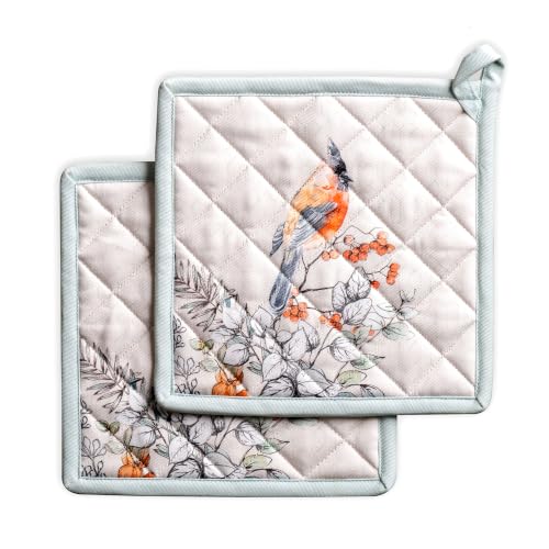 Pot Holders 100% Cotton Potholders (063 - Whitish Shabby Chique / 8" x 8" (Pot Holder Pack of 2))