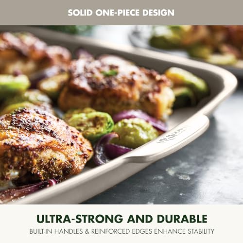 Premiere Ovenware Healthy Ceramic Nonstick 18" x 13" Half Rectangular Baking Pan (18" x 13" Half Sheet Pan / Taupe)