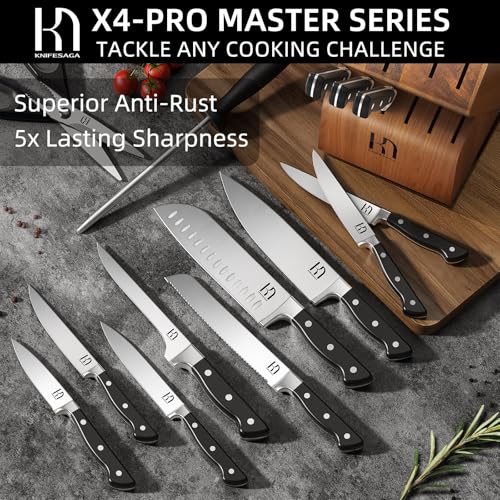15 pc Japanese Kitchen Knife Block Set (Black Acacia)