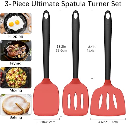 3 Pack Silicone Spatula Set (RedBlack)