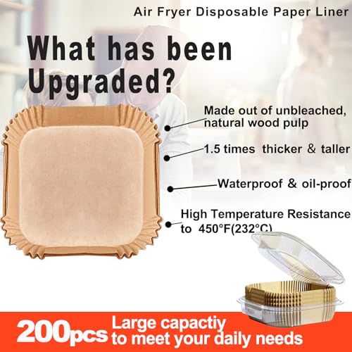 Air Fryer Liners Disposable for Instant Pot Vortex Plus 6QT XL Air Fryer (8" Square 200 pcs)