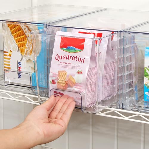 4 Pack Stackable Clear Pantry Storage Drawers (4Pack 7"H)