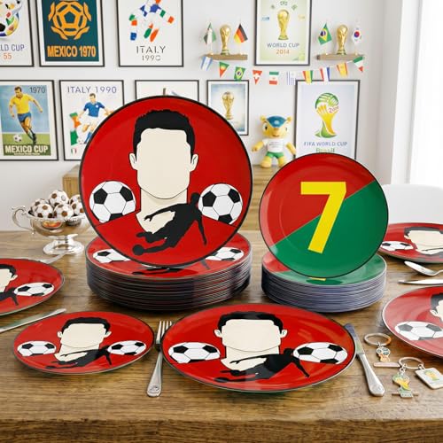 20 Pcs Red Plastic Soccer Plates (20 Pieces / Red)
