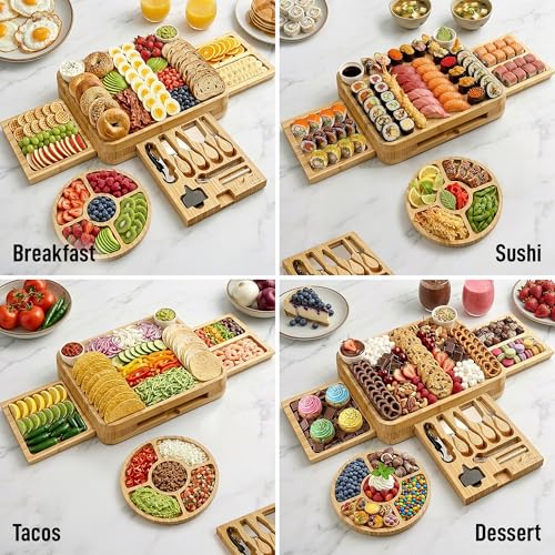 Premium Bamboo Cheese Board Set (Deluxe Set)
