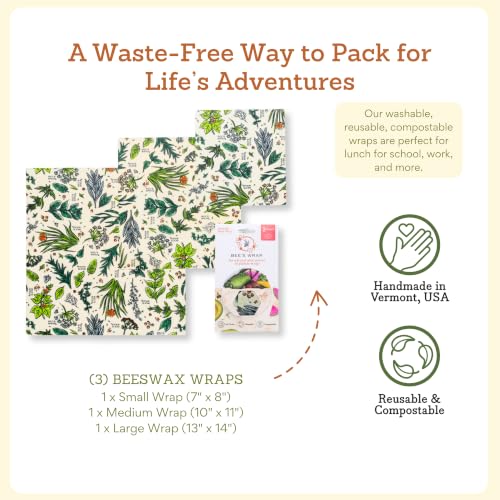 Beeswax Food Wraps (Herb Garden / Small, Medium, Large)