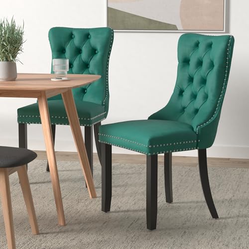 Green Velvet Dining Chairs Set of 6 (Green)