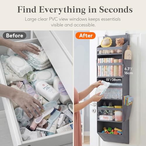 1 Pack Over the Door Organizer 5 Section Hanging Storage (Dark Gray / 5 section)