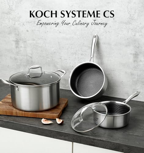 Stainless Steel Saucepan Set 6 Piece (2+3+8 Quart / Black)