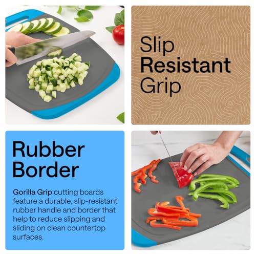BPA Free Reversible Kitchen Cutting Board (Gray/Aqua / Large (Pack of 3))