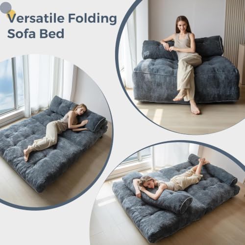 Folding Sofa Bed (Dark Grey / Full)