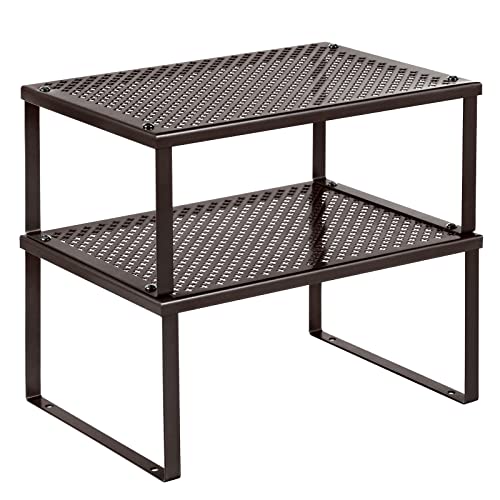 Set of 2 Metal Spice Racks (Brown / 2 Tiers (9"D x 12.6"W))