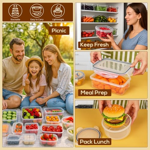 50PCS Thick Food Storage Containers with Airtight Lids for Meal Prep (405oz-25 Pack)