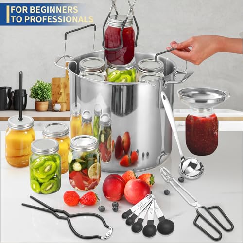 Canning Supplies Starter Kit with Canning Rack (11-Pcs Rack Set / Black)