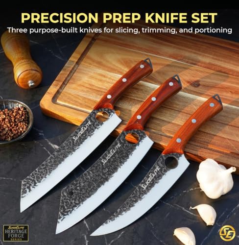 3PC Boning Knife Scimitar & Kiritsuke Knives Prep Knife Set Forged Blades
