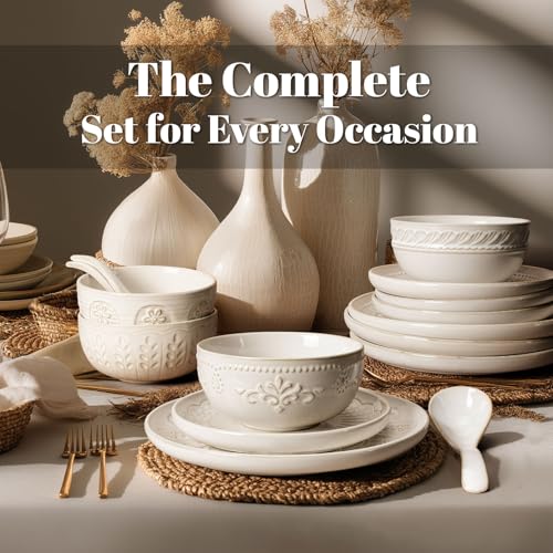 Plates And Bowls Sets (Damask Floral (16 Pieces) (White))