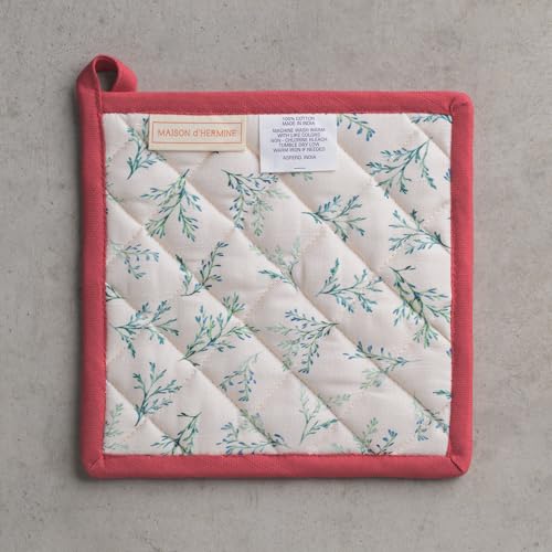 Pot Holders 100% Cotton Potholders (100 - Holly Time / 8" x 8" (Pot Holder Pack of 2))