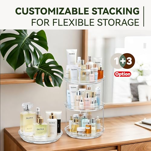 2 Tier Lazy Susan Turntable Organizer for Cabinet (1 PACK Clear)