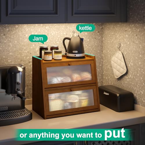 Bread Box for Kitchen Counter (Brown / Large-2_Tier)