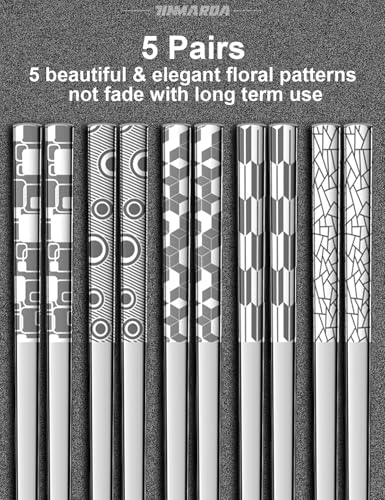 Metal Chopsticks Reusable 18 (Modern Silver 5 Pairs)