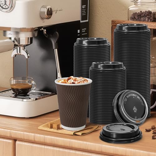 200 Pack Black Coffee Cups Lids 3.54'' (LidsG 200 Pack)