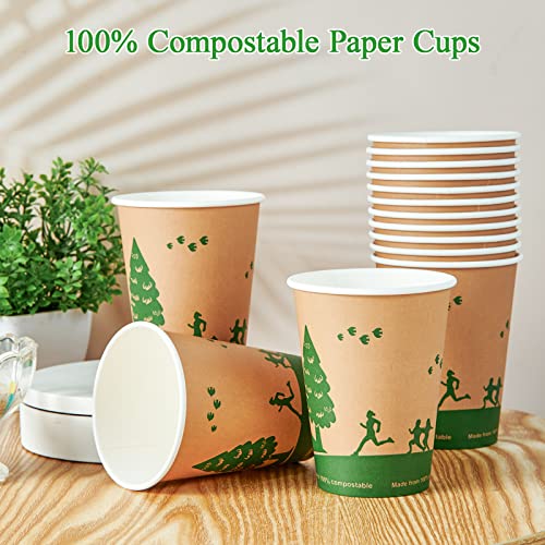12 oz Compostable Paper Coffee Cups with PLA Lined (12oz-240)