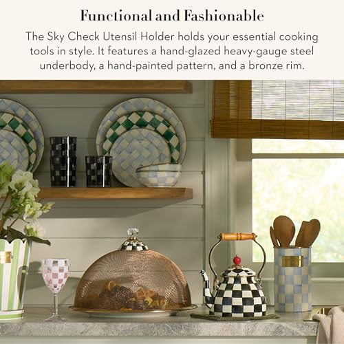 Enamel Utensil Holder (Sky Check)