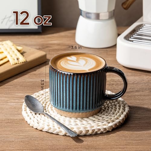 12 OZ Stackable Coffee Mugs Set of 4 (Deep Sea / 12 Ounces)