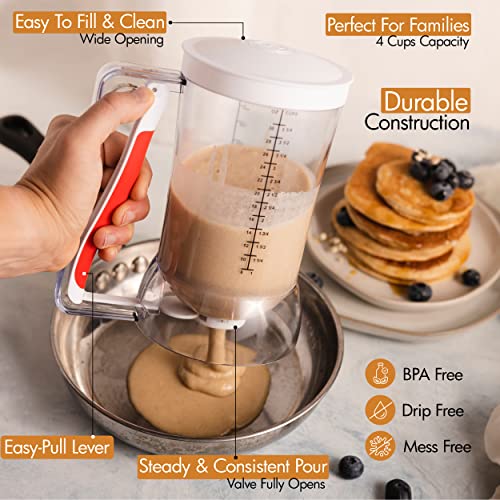 Mess Free Pancakes Pourer & Cupcake Batter Dispenser (White)