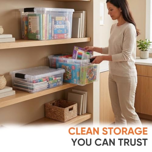 21 Quart Clear Plastic Storage Boxes with Lids (21 Quart)