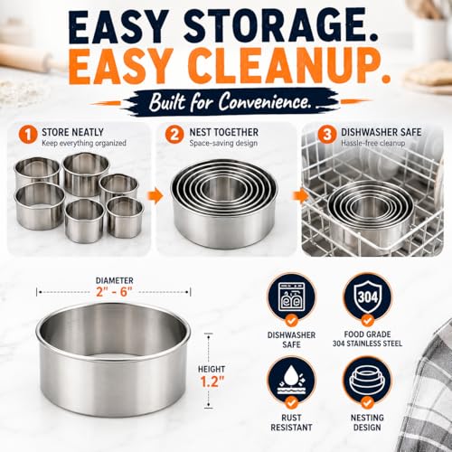 Large Round Cookie Cutter 6 PCS