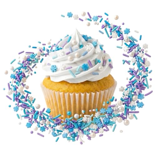 Sprinkles Edible Cake and Cupcake Sprinkles with Assorted Shapes and Sizes for Parties (Snowflakes)