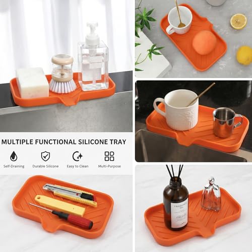 Silicone Soap Dish with Drain Spout (Orange / M(9.6"×5.3"))