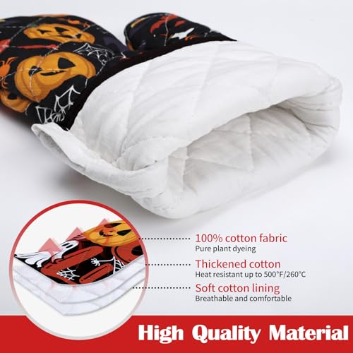 Halloween Pumpkin Kitchen Towels and Oven Mitts Set (Halloween)