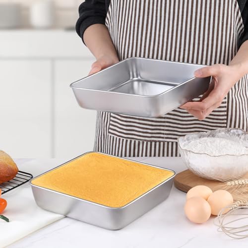 3 Pack 8 x 8 Inch Square Baking Cake Pan (8'' x 8'')
