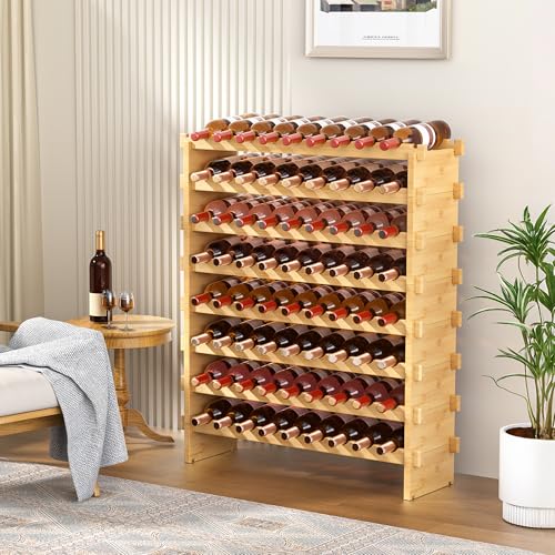 Bamboo Stackable Wine Rack (Natural / 8-Tier)