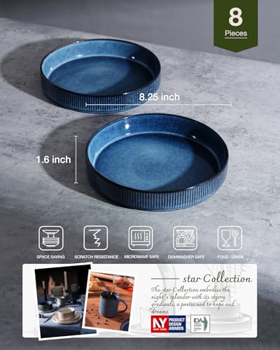 Star 8.25" Pasta Bowls Set of 8 (Nebulas Blue / 8 Pcs)