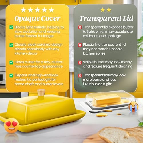 Extra Large Ceramic Butter Dish with Lid (Yellow / Extra Large)