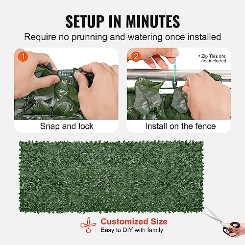 Artificial Ivy Privacy Fence Screen (Ivy with Green Mesh Backing / 59 x 158 inch)