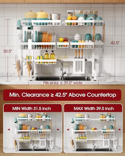Over The Sink Dish Drying Rack (White / Ultra - 6 Baskets)