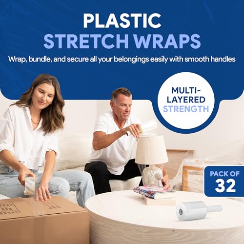 5" Plastic Stretch Wrap with Handles (32 Pack / 5" Products)