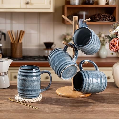 20oz Large Coffee Mugs Set of 4 (Blue Horizon / Set of 4(20oz))
