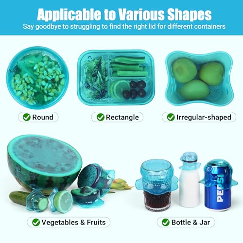 Silicone Stretch Lids for Food Storage in Fridge (6 Pcs Blue)