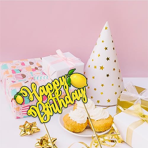 Lemon Happy Birthday Cake Topper